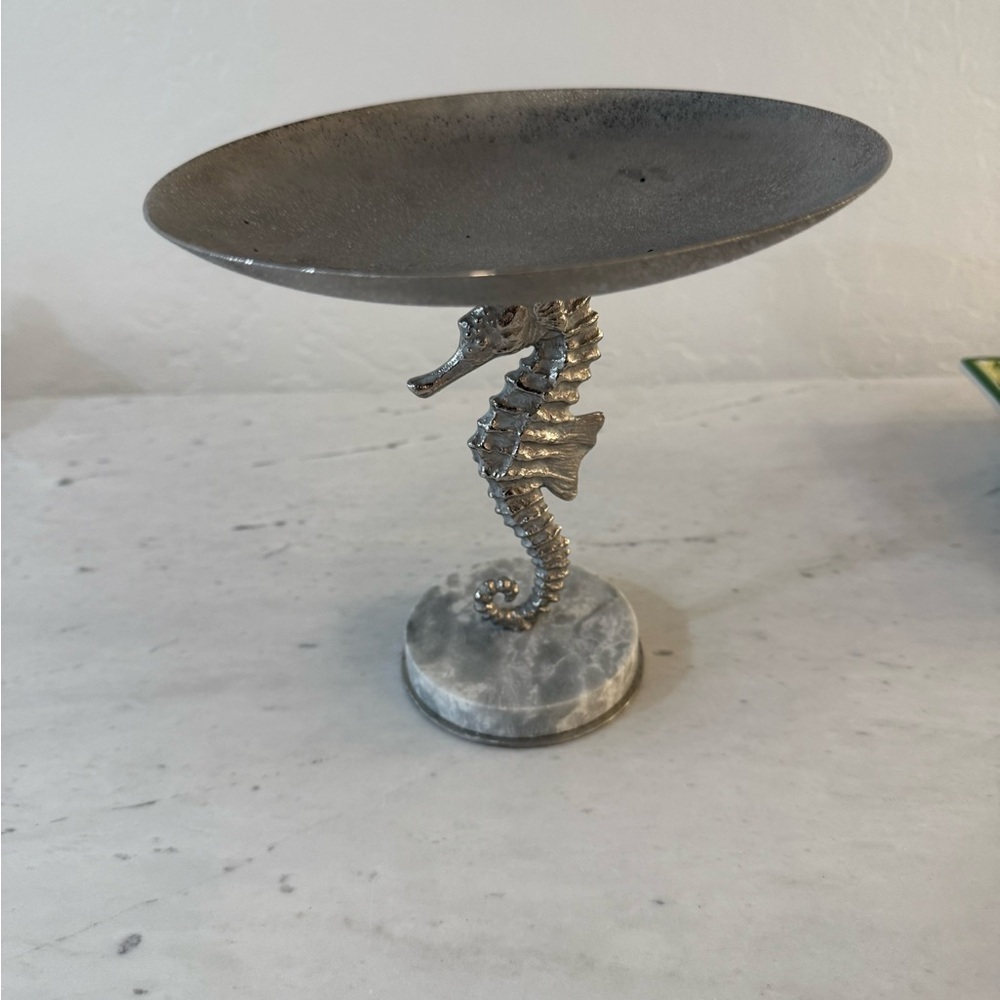 Michael Aram Silver Seahorse Pedestal Plate